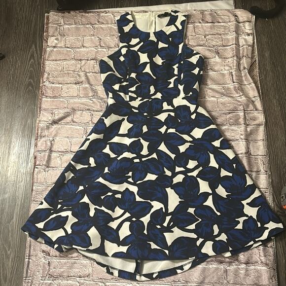 Banana Republic Blue Leaf Floral Printed High Low Dress 0 Wedding Retrogirl Glam - Picture 7 of 12